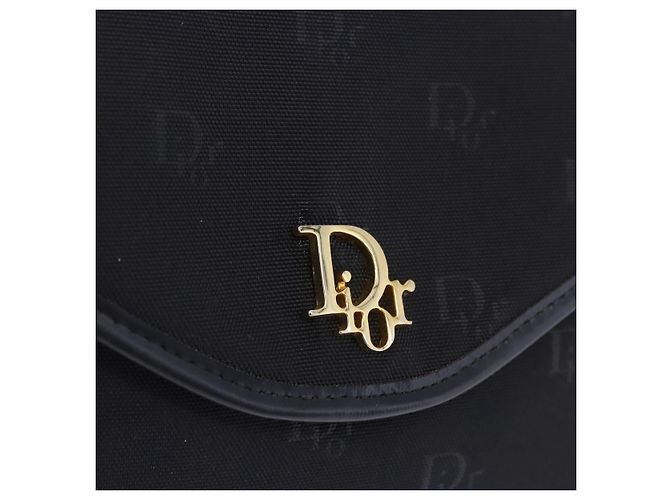 Bolso de hombro con cadena Christian Dior Canvas Black Gold Tone Auth ka6175 Negro - vista 15
