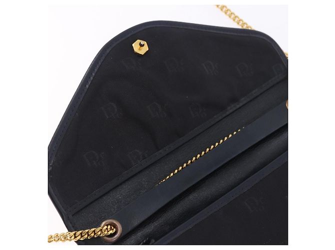 Bolso de hombro con cadena Christian Dior Canvas Black Gold Tone Auth ka6175 Negro - vista 17