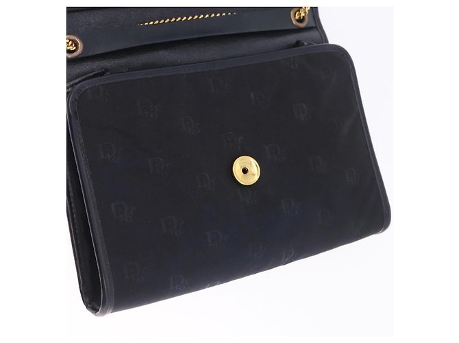 Bolso de hombro con cadena Christian Dior Canvas Black Gold Tone Auth ka6175 Negro - vista 18