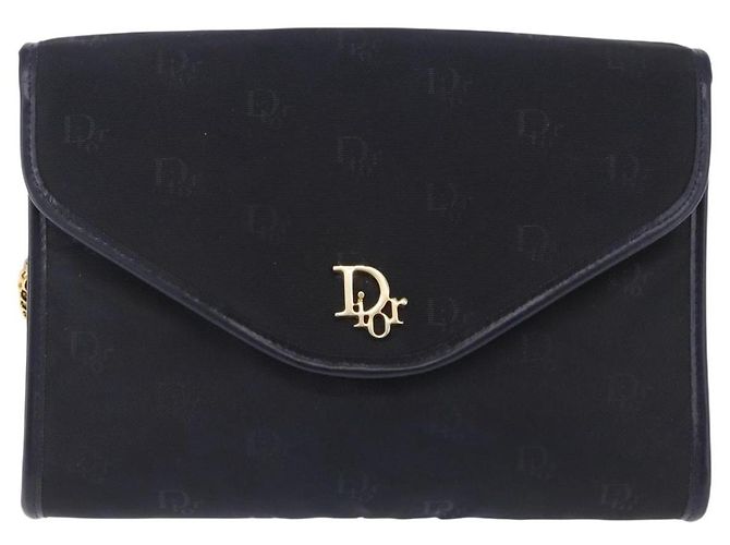 Bolso de hombro con cadena Christian Dior Canvas Black Gold Tone Auth ka6175 Negro - vista 2