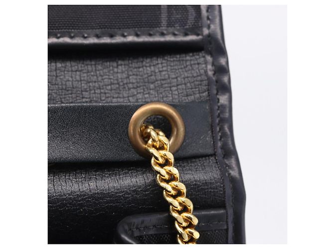 Bolso de hombro con cadena Christian Dior Canvas Black Gold Tone Auth ka6175 Negro - vista 24