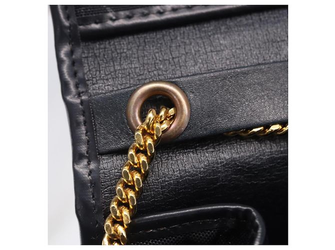 Bolso de hombro con cadena Christian Dior Canvas Black Gold Tone Auth ka6175 Negro - vista 25