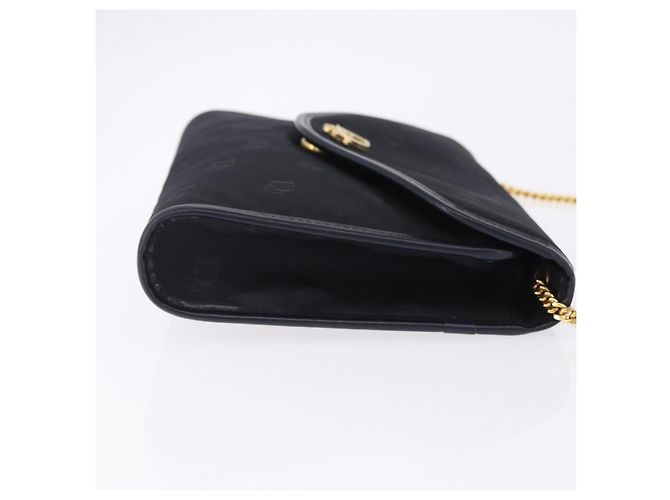 Bolso de hombro con cadena Christian Dior Canvas Black Gold Tone Auth ka6175 Negro - vista 4