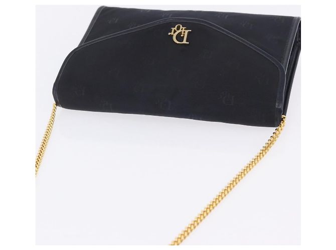 Bolso de hombro con cadena Christian Dior Canvas Black Gold Tone Auth ka6175 Negro - vista 6