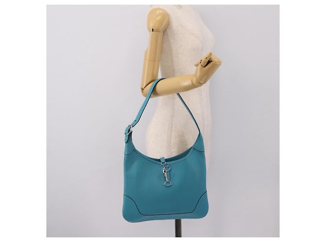 Hermès Borsa a tracolla HERMES Trim 31 in pelle Azzurro Argento Auth 203229V Blu chiaro - vista 21