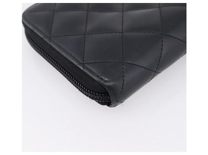 Portafoglio lungo CHANEL Cambon Line Matelasse in pelle nera con CC argento Auth 201210A Nero - vista 11
