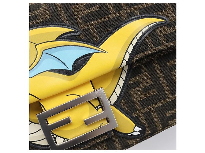 FENDI x FRGMT x POKEMON Mamma Baguette Kairyu Zucca Brown 8BR600 Auth 167552SM Marrone Argento - vista 18