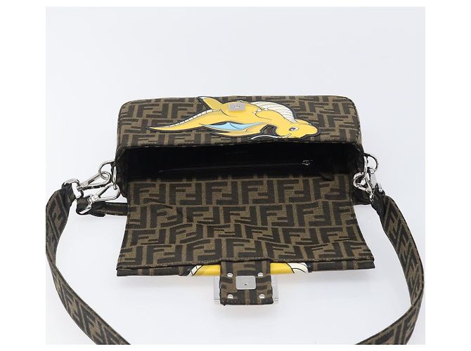 FENDI x FRGMT x POKEMON Mamma Baguette Kairyu Zucca Brown 8BR600 Auth 167552SM Marrone Argento - vista 19