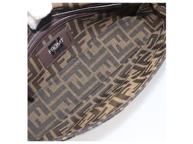 FENDI x FRGMT x POKEMON Mamma Baguette Kairyu Zucca Brown 8BR600 Auth 167552SM Marrone Argento - vista 22