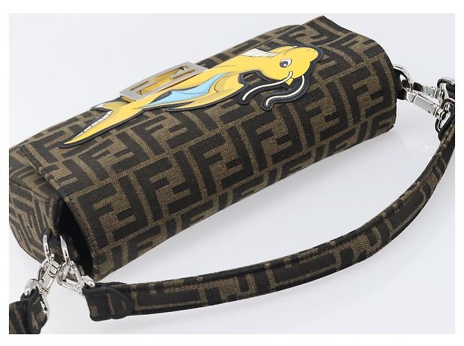 FENDI x FRGMT x POKEMON Mamma Baguette Kairyu Zucca Brown 8BR600 Auth 167552SM Marrone Argento - vista 6