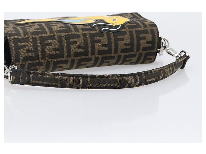 FENDI x FRGMT x POKEMON Mamma Baguette Kairyu Zucca Brown 8BR600 Auth 167552SM Marrone Argento - vista 7