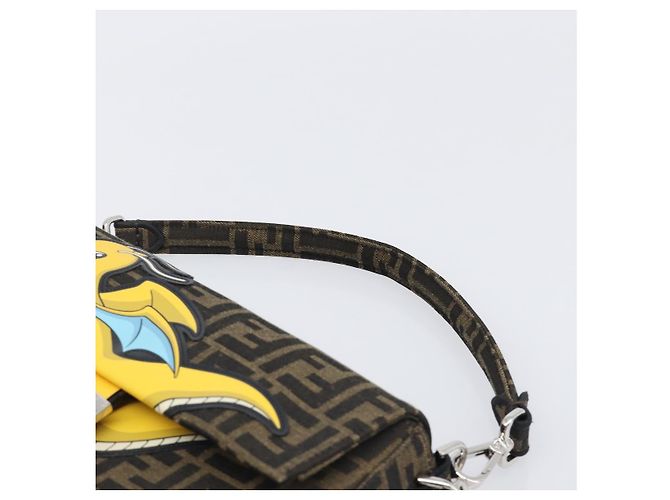 FENDI x FRGMT x POKEMON Mamma Baguette Kairyu Zucca Brown 8BR600 Auth 167552SM Marrone Argento - vista 8