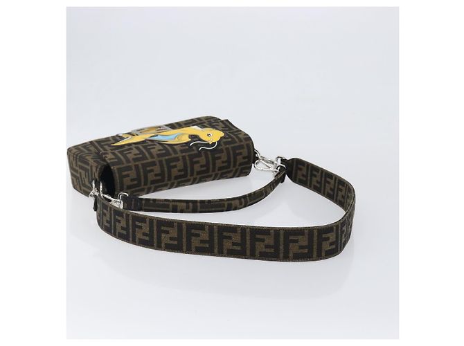 FENDI x FRGMT x POKEMON Mamma Baguette Kairyu Zucca Brown 8BR600 Auth 167552SM Marrone Argento - vista 9