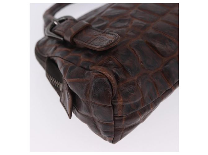 Miu Miu Hand Bag Leather Croco Embossed Brown Auth 202935V - view 10