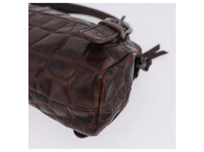 Miu Miu Hand Bag Leather Croco Embossed Brown Auth 202935V - view 11