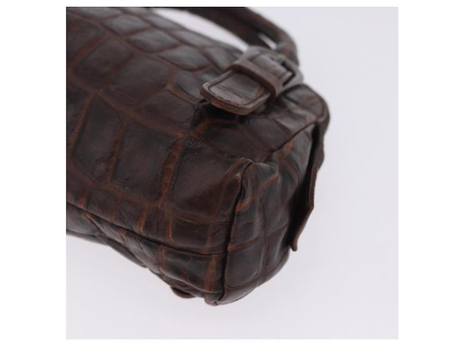 Miu Miu Hand Bag Leather Croco Embossed Brown Auth 202935V - view 13