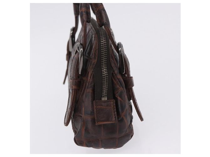 Miu Miu Hand Bag Leather Croco Embossed Brown Auth 202935V - view 4