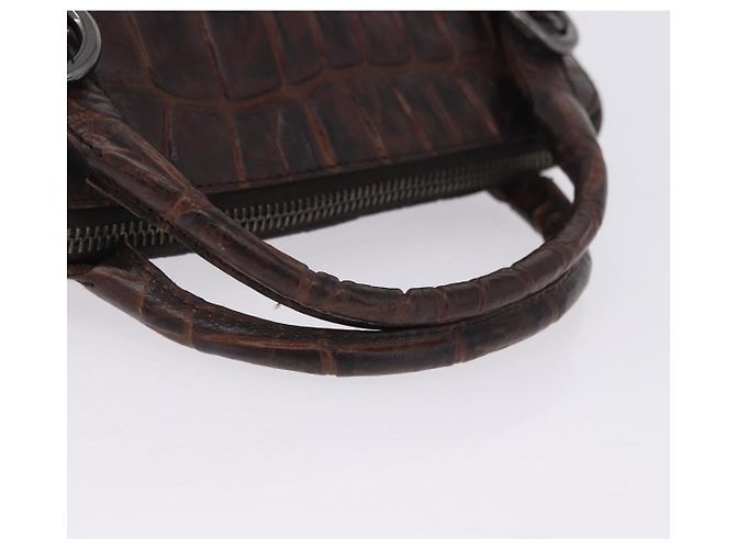 Miu Miu Hand Bag Leather Croco Embossed Brown Auth 202935V - view 7