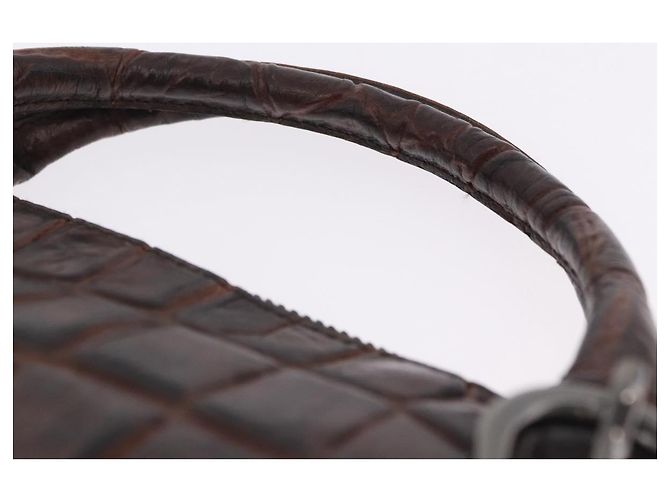 Miu Miu Hand Bag Leather Croco Embossed Brown Auth 202935V - view 8