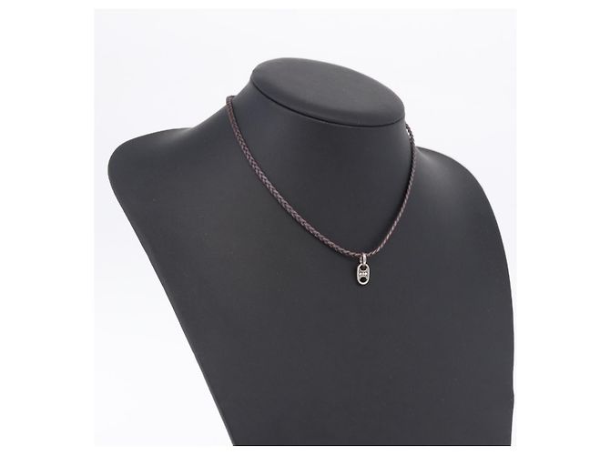 Céline Collar Choker CELINE Cuero Brown Auth SW2831 Castaño - vista 14