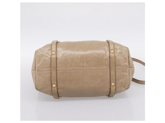 Borsa a mano Miu Miu con fiocco laterale in pelle 2way Beige Gold RN0939 Auth am12577V D'oro - vista 11