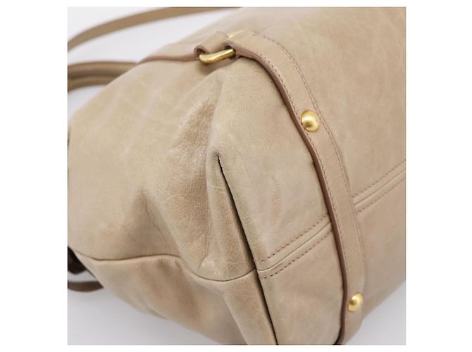 Borsa a mano Miu Miu con fiocco laterale in pelle 2way Beige Gold RN0939 Auth am12577V D'oro - vista 13