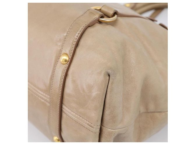 Borsa a mano Miu Miu con fiocco laterale in pelle 2way Beige Gold RN0939 Auth am12577V D'oro - vista 14