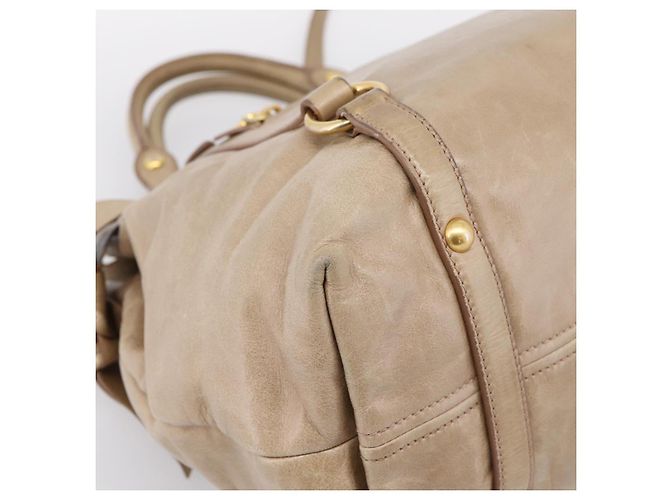 Borsa a mano Miu Miu con fiocco laterale in pelle 2way Beige Gold RN0939 Auth am12577V D'oro - vista 15