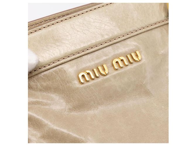 Borsa a mano Miu Miu con fiocco laterale in pelle 2way Beige Gold RN0939 Auth am12577V D'oro - vista 16