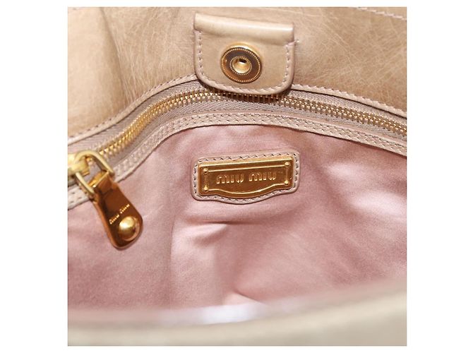 Borsa a mano Miu Miu con fiocco laterale in pelle 2way Beige Gold RN0939 Auth am12577V D'oro - vista 17