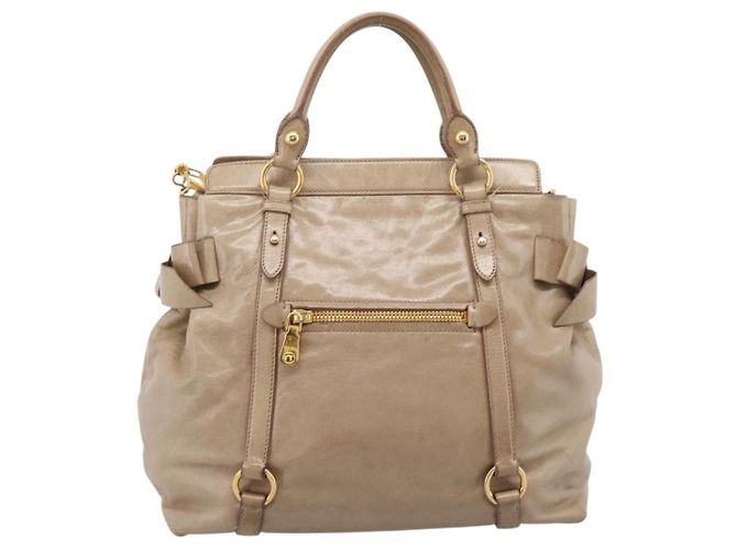 Borsa a mano Miu Miu con fiocco laterale in pelle 2way Beige Gold RN0939 Auth am12577V D'oro - vista 3
