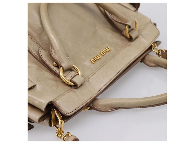 Borsa a mano Miu Miu con fiocco laterale in pelle 2way Beige Gold RN0939 Auth am12577V D'oro - vista 6