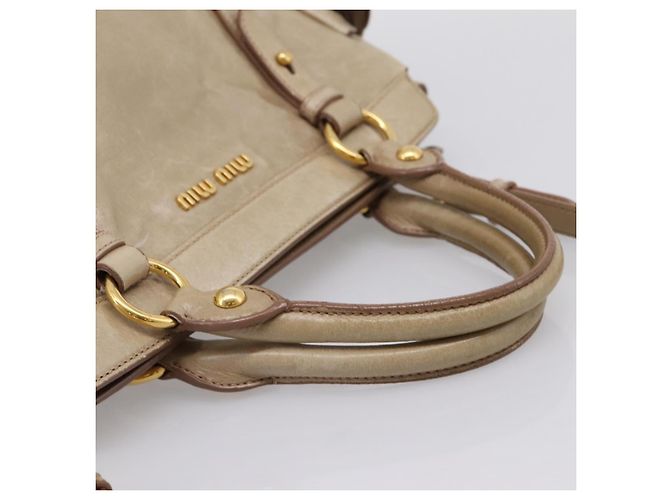 Borsa a mano Miu Miu con fiocco laterale in pelle 2way Beige Gold RN0939 Auth am12577V D'oro - vista 7