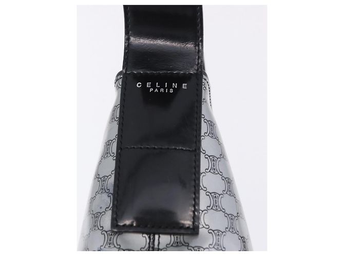 Céline CELINE Macadam Shoulder Bag PVC Leather Silver Black Auth 201404A Silvery - view 17