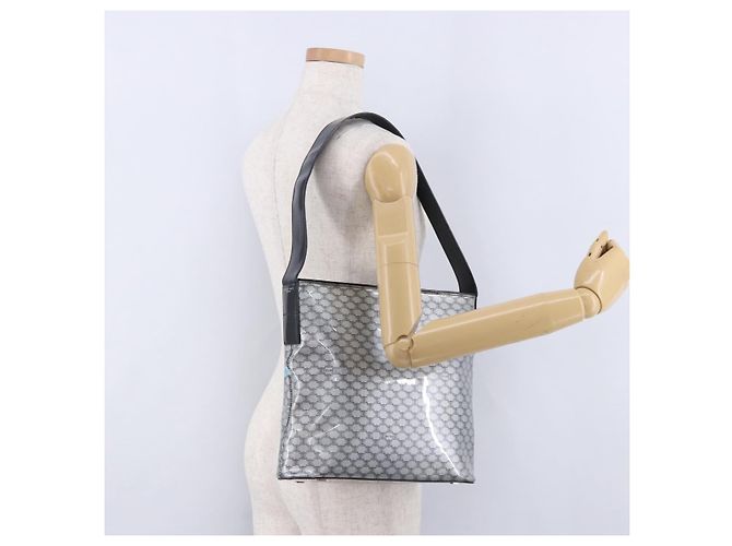Céline CELINE Macadam Shoulder Bag PVC Leather Silver Black Auth 201404A Silvery - view 27