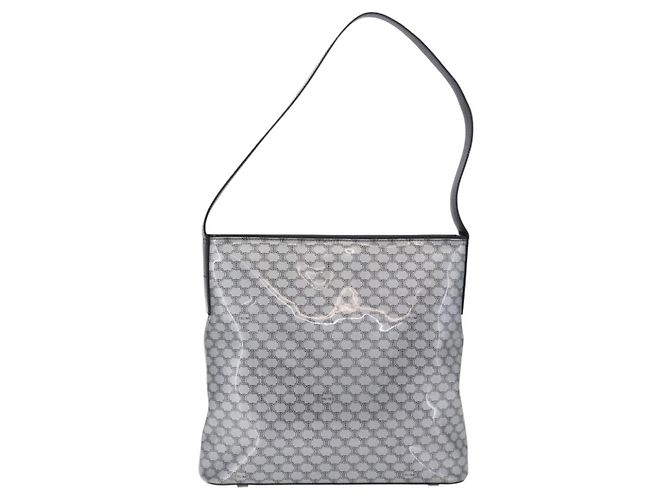 Céline CELINE Macadam Shoulder Bag PVC Leather Silver Black Auth 201404A Silvery - view 3