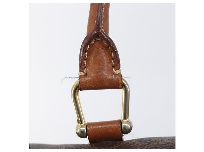 Céline Bolsa Boston CELINE Macadam Canvas PVC Couro Marrom Dourado Auth 203018 - vista 10