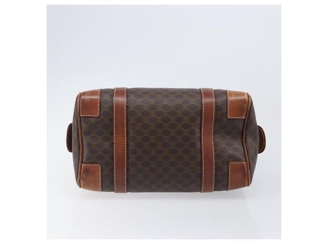 Céline Bolsa Boston CELINE Macadam Canvas PVC Couro Marrom Dourado Auth 203018 - vista 11