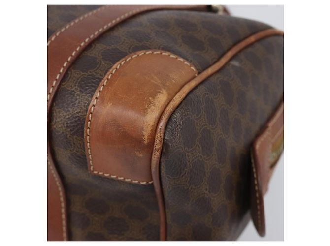 Céline Bolsa Boston CELINE Macadam Canvas PVC Couro Marrom Dourado Auth 203018 - vista 12