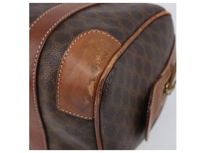 Céline Bolsa Boston CELINE Macadam Canvas PVC Couro Marrom Dourado Auth 203018 - vista 14