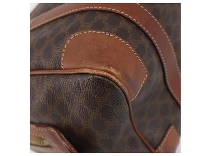 Céline Bolsa Boston CELINE Macadam Canvas PVC Couro Marrom Dourado Auth 203018 - vista 15
