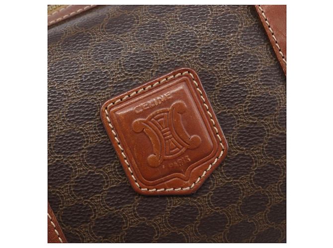 Céline Bolsa Boston CELINE Macadam Canvas PVC Couro Marrom Dourado Auth 203018 - vista 18