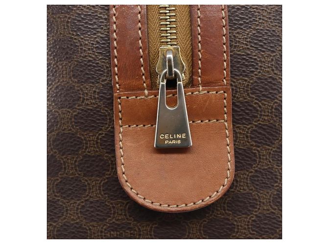 Céline Bolsa Boston CELINE Macadam Canvas PVC Couro Marrom Dourado Auth 203018 - vista 19