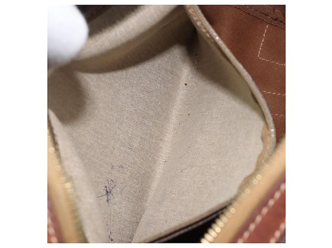 Céline Bolsa Boston CELINE Macadam Canvas PVC Couro Marrom Dourado Auth 203018 - vista 24