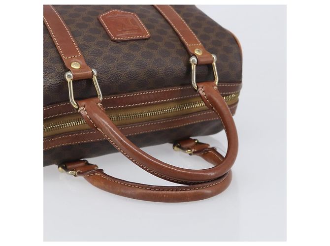 Céline Bolsa Boston CELINE Macadam Canvas PVC Couro Marrom Dourado Auth 203018 - vista 7