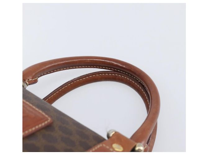 Céline Bolsa Boston CELINE Macadam Canvas PVC Couro Marrom Dourado Auth 203018 - vista 8