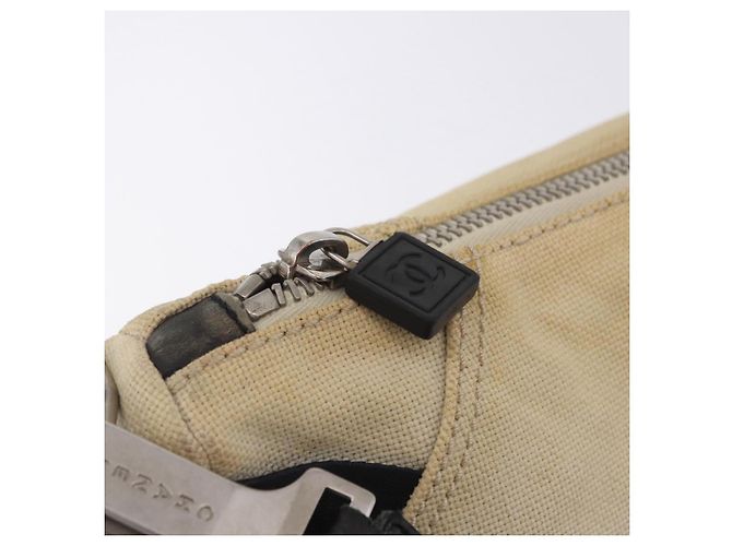 CHANEL Chanel Sports Shoulder Bag Canvas Beige Silver CC Auth BA15714 Argento - vista 15