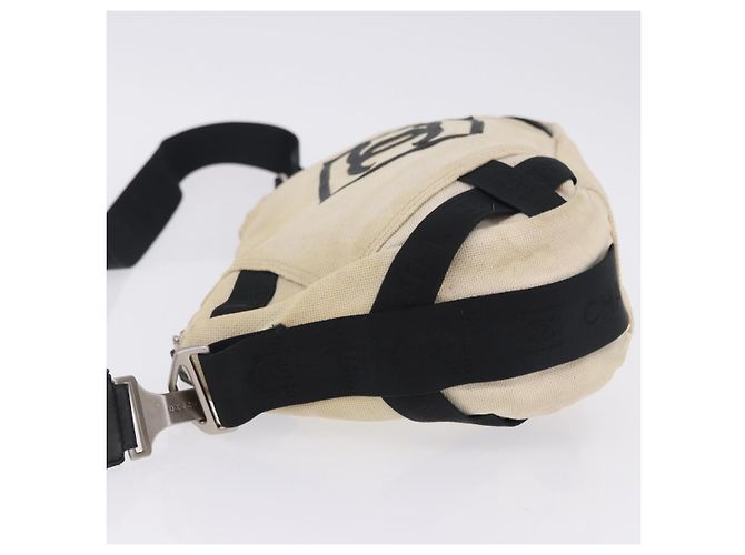 CHANEL Chanel Sports Shoulder Bag Canvas Beige Silver CC Auth BA15714 Argento - vista 5