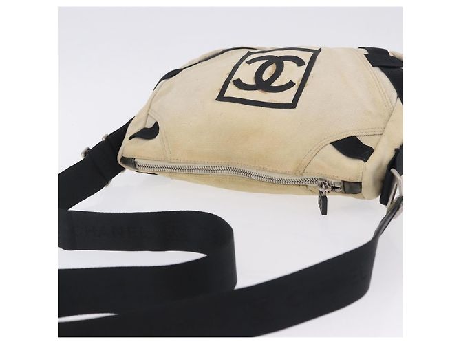 CHANEL Chanel Sports Shoulder Bag Canvas Beige Silver CC Auth BA15714 Argento - vista 6