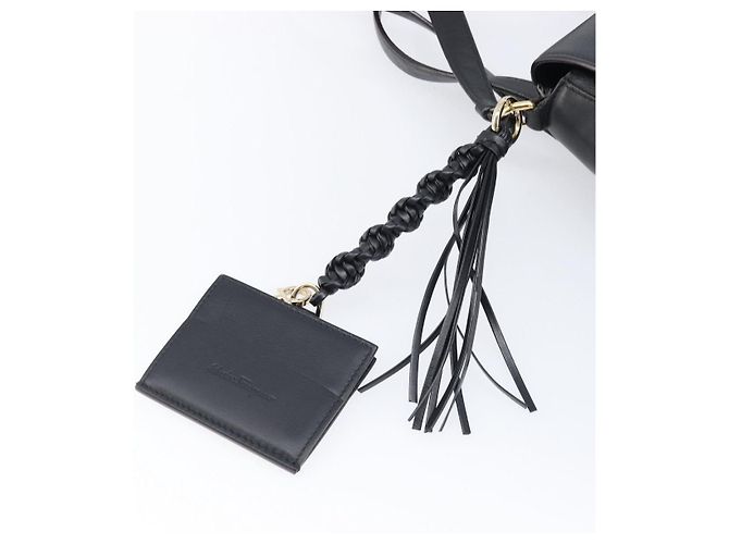 Borsa a tracolla Salvatore Ferragamo in pelle nera e oro Auth 199863A Nero D'oro - vista 14